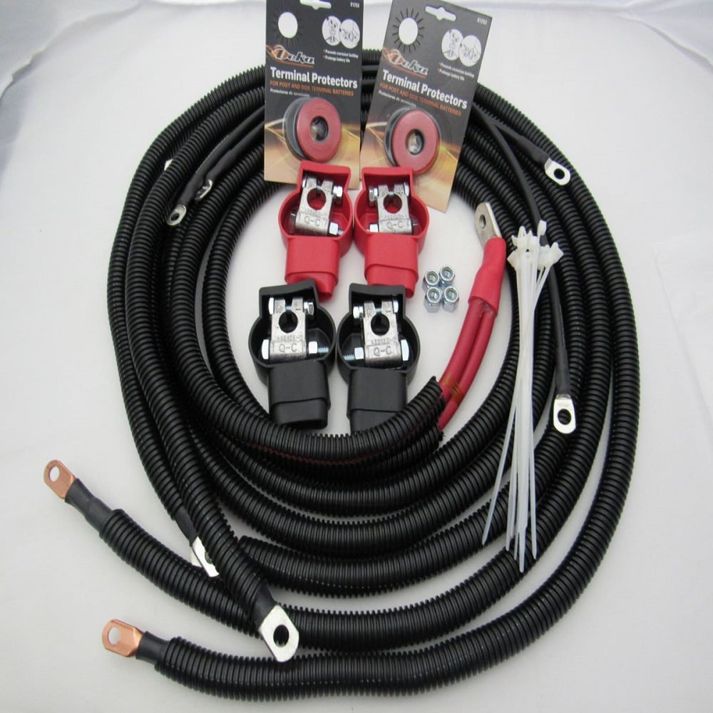 Custom Battery Cables Replacement Battery Cable Set 17-19 Ford 6.7L Powerstroke