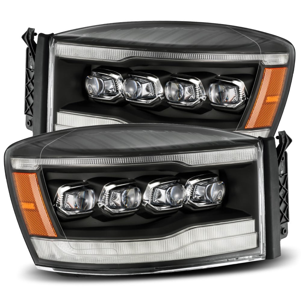 Alpharex NOVA-Series Matte Black LED Projector Headlights 06-09 Ram 5.9L/6.7L Cummins