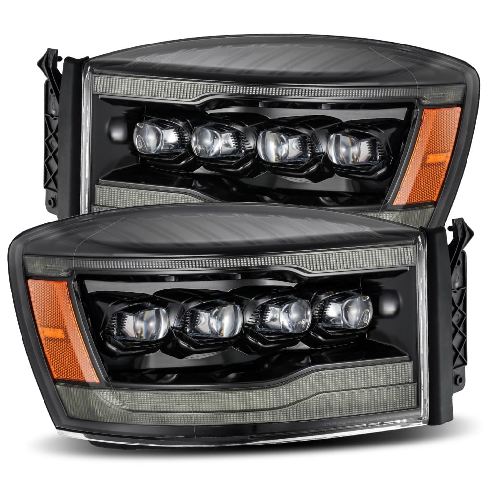Alpharex NOVA-Series Gloss Black LED Projector Headlights 06-09 Ram 5.9L/6.7L Cummins