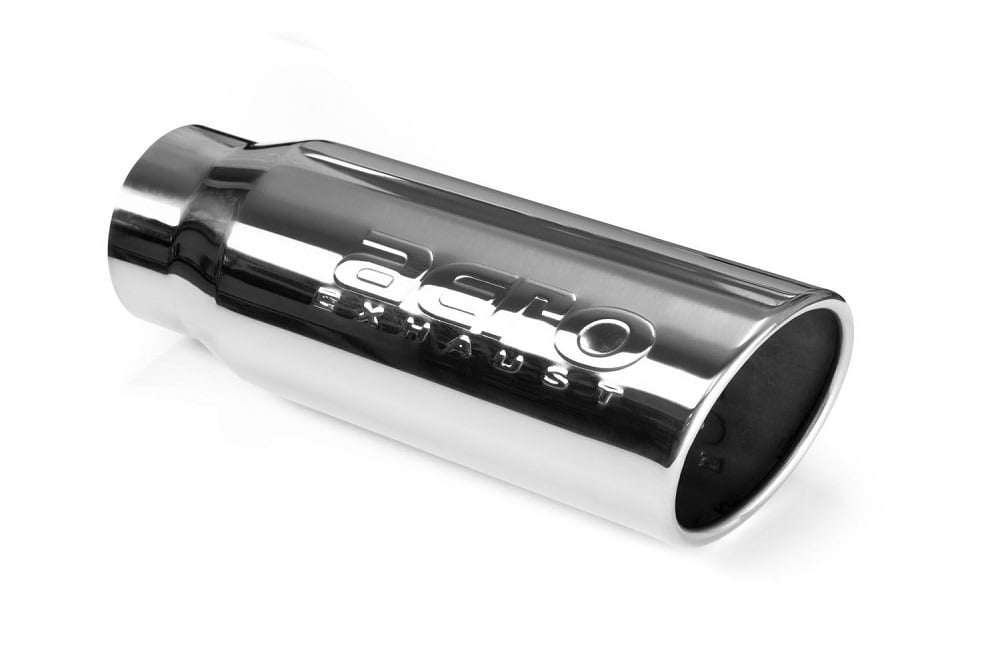 Aeroturbine 4" Inlet 5" Outlet Polished Stainless Rolled Edge Angle Cut Weld-On Exhaust Tip