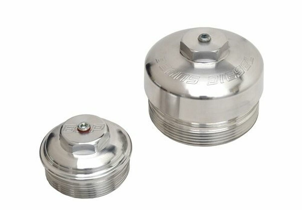 Beans Diesel Billet Upper Fuel Filter Cap and Oil Filter Cap 03-07 Ford 6.0L Powerstroke