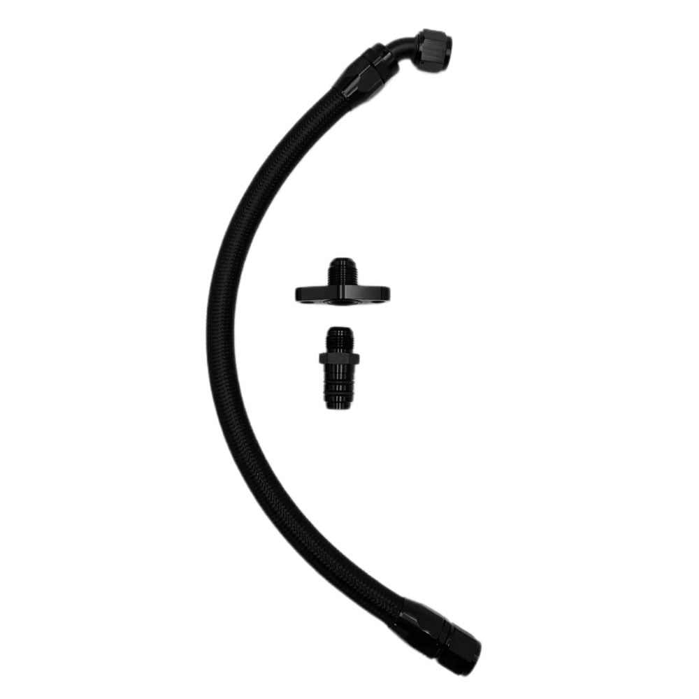 Full Send Diesel Braided Turbo Oil Drain Line 94-22 Ram 5.9L / 6.7L Cummins (With Centered Manifold)