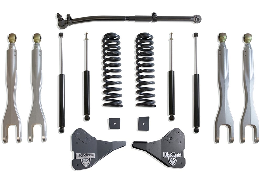 MaxTrac 2.5" Coil Spring | 4-Link | Shocks Leveling Kit 23-24 Ford 6.7L Powerstroke 4WD