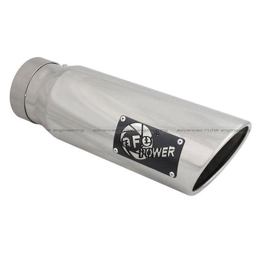 AFE Polished Stainless Steel Rolled Angle Cut 4" x 5" x 15" Exhaust Tip