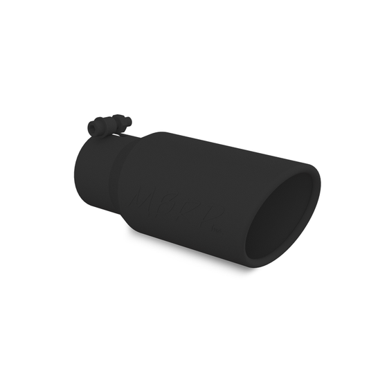 MBRP 3" Inlet | 4" Outlet Dual Wall Angle Cut Rolled Edge Black Exhaust Tip T5155BLK