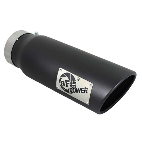 AFE 49T40501-B12 Black Stainless Steel Rolled Angle Cut 4" x 5" x 12" Exhaust Tip