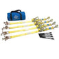 Mac's Tow Package Deal 2" x 8' Tie Down Kit with Transit Cluster and Sewn Fixed End Ratchet Straps