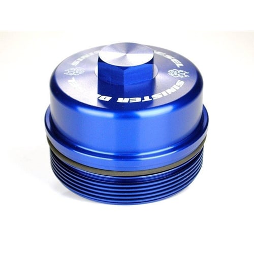 Sinister Diesel Billet Blue Fuel Filter Cap 08-10 6.4L Ford Powerstroke