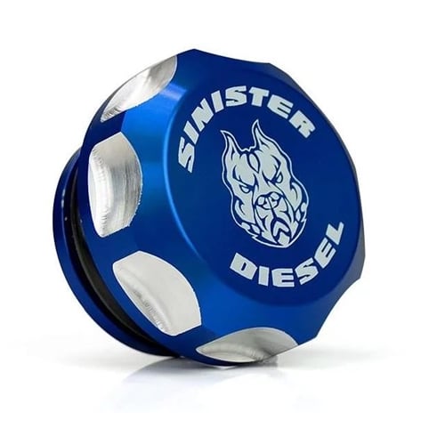 Sinister Diesel Blue Billet Fuel Cap 13-23 Ram 6.7L Cummins