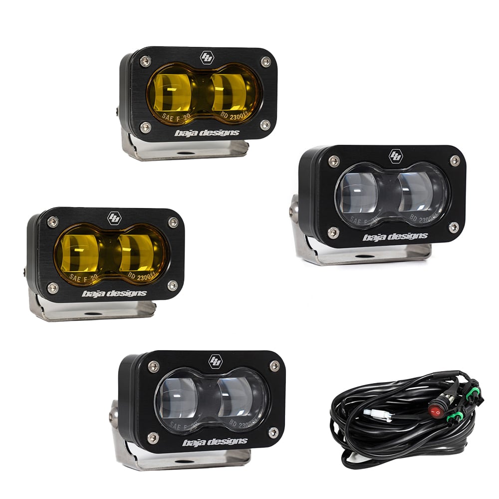 S2 SAE LED Auxiliary Light Pod Pair | Clear Amber