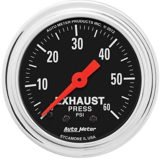 Auto Meter 2-1/16" Traditional Chrome Exhaust Pressure Gauge 0-60 PSI