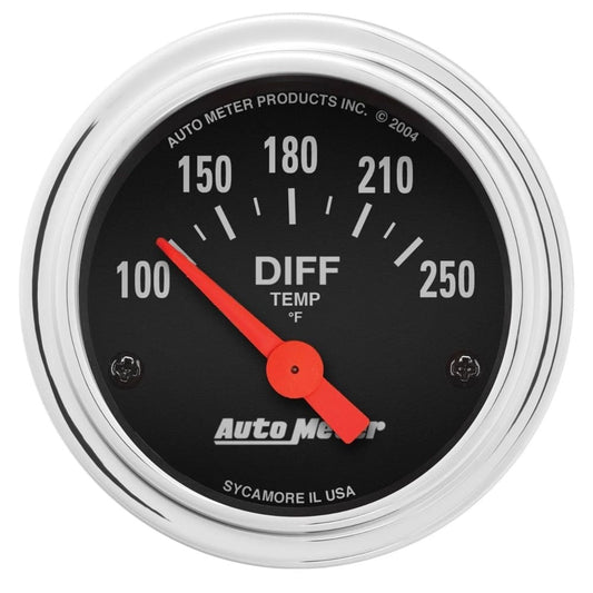 Auto Meter 2-1/16" Traditional Chrome Differential Temperature Gauge 100-250° F