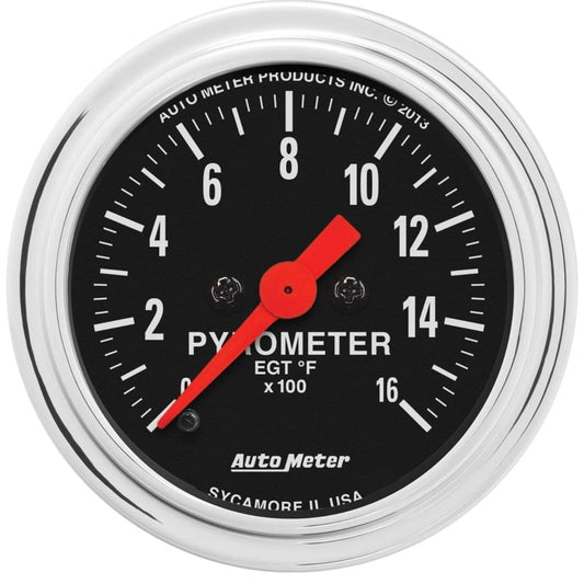 Auto Meter 2-1/16" Traditional Chrome Pyrometer EGT Gauge 0-1600° F