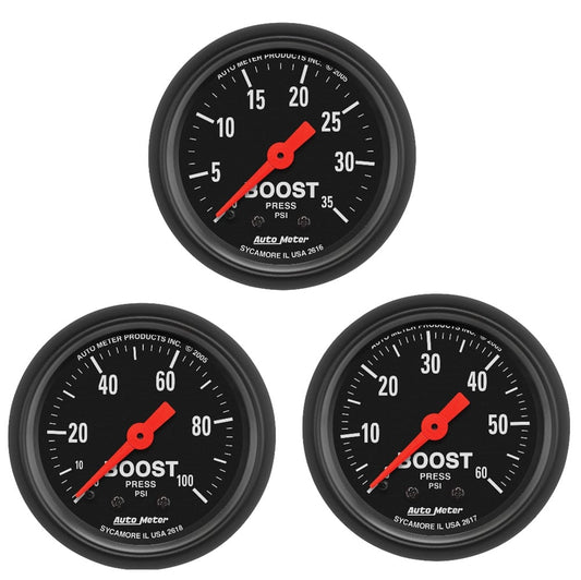 Auto Meter 2-1/16" Z-Series Boost Gauge | 0-35 PSI | 0-60 PSI | 0-100 PSI