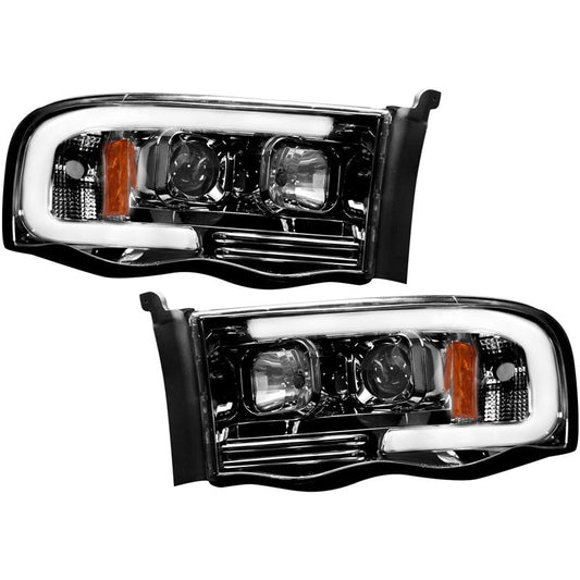 RECON Smoked Projector Headlights with OLED U-Bar 02-05 Dodge Ram 264191BKC