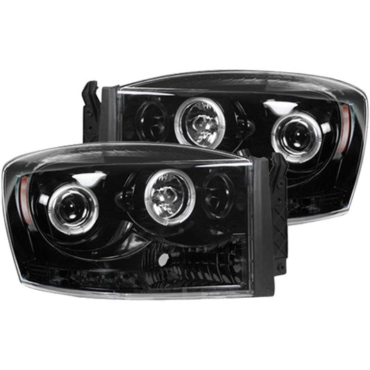 RECON Smoked Projector Headlights with CCFL Halos 06-09 Dodge Ram 264199BK