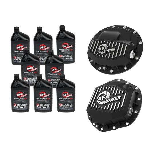 AFE Front And Rear Differential Covers With Oil 19-25 Ram 2500/3500