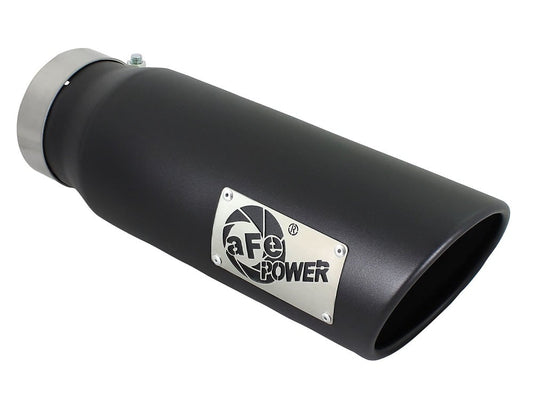 AFE Black Stainless Steel Rolled Angle Cut 4" x 5" x 15" Exhaust Tip