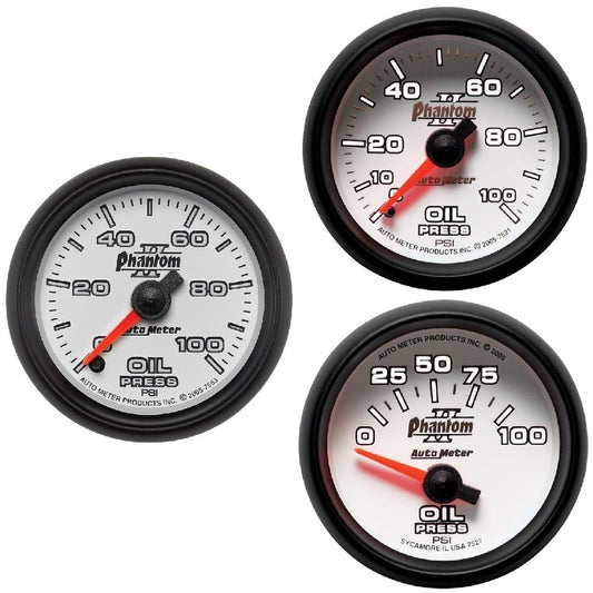 Auto Meter 2-1/16" Phantom II Oil Pressure Gauge 0-100 PSI