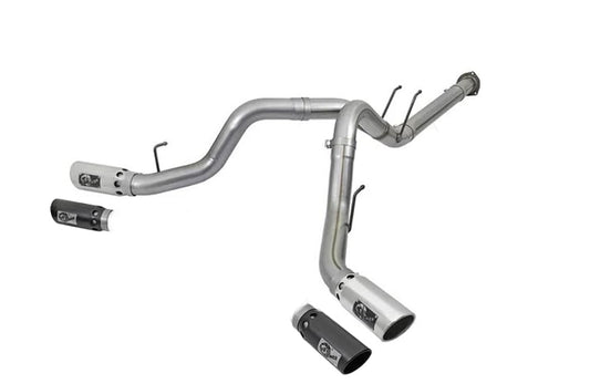 AFE Large Bore-HD 4" Stainless Dual Exhaust 17-19 GM 6.6L Duramax L5P