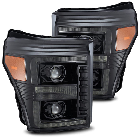 Alpharex Luxx-Series Alpha-Black LED Projector Headlights 11-16 Ford 6.7L Powerstroke