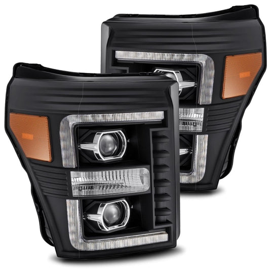 Alpharex Luxx-Series Black LED Projector Headlights 11-16 Ford 6.7L Powerstroke