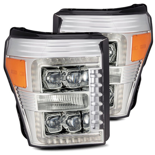 Alpharex NOVA-Series Chrome LED Projector Headlights 11-16 Ford 6.7L Powerstroke