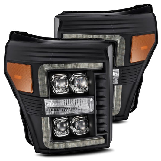 Alpharex NOVA-Series Black LED Projector Headlights 11-16 Ford 6.7L Powerstroke