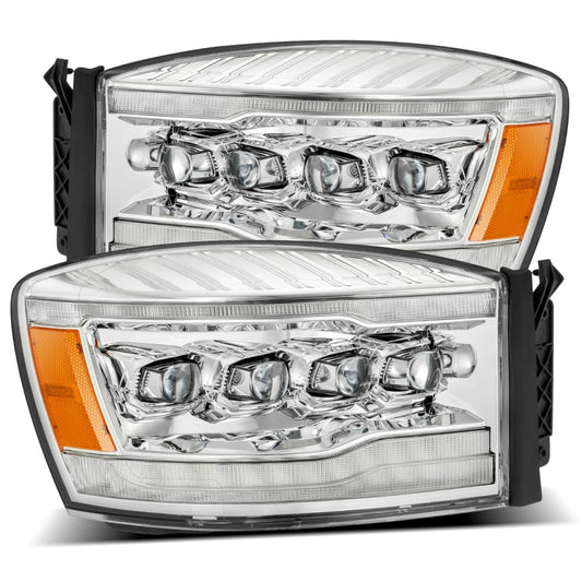 Alpharex NOVA-Series Chrome LED Projector Headlights 06-09 Ram 5.9L/6.7L Cummins