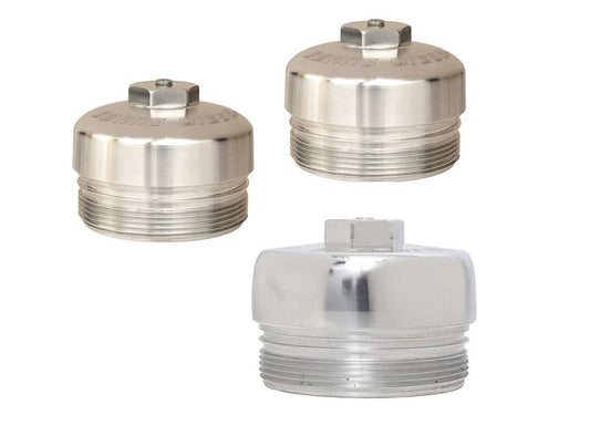 Beans Diesel Billet Upper & Lower Fuel Filter and Oil Filter Cap Kit 08-10 Ford 6.4L Powerstroke