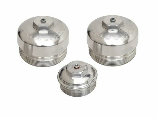 Beans Diesel Billet Upper and Lower Fuel Filter and Oil Filter Caps (3) 03-07 Ford 6.0L Powerstroke