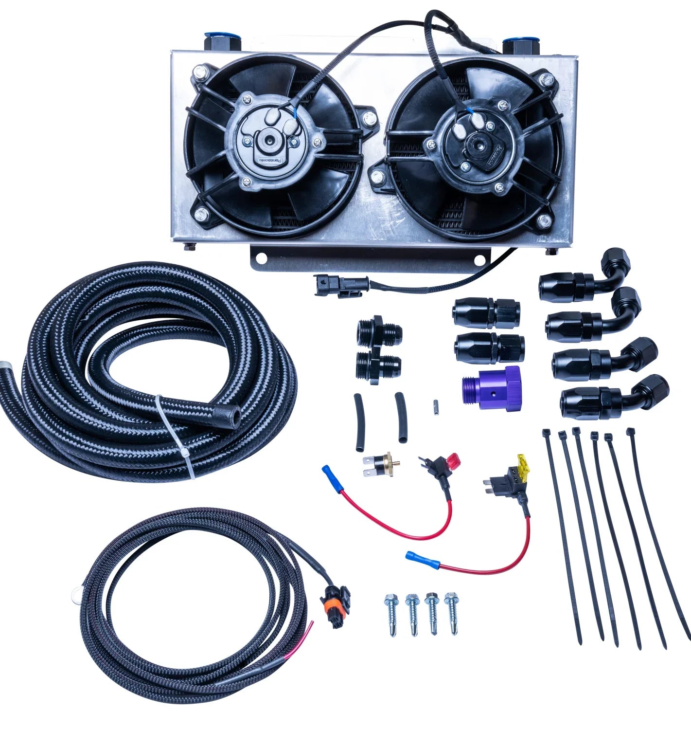 ATS Universal Transmission Cooler 19 Row Radiator with Dual Fans Dodge 5.9L/6.7L Cummins