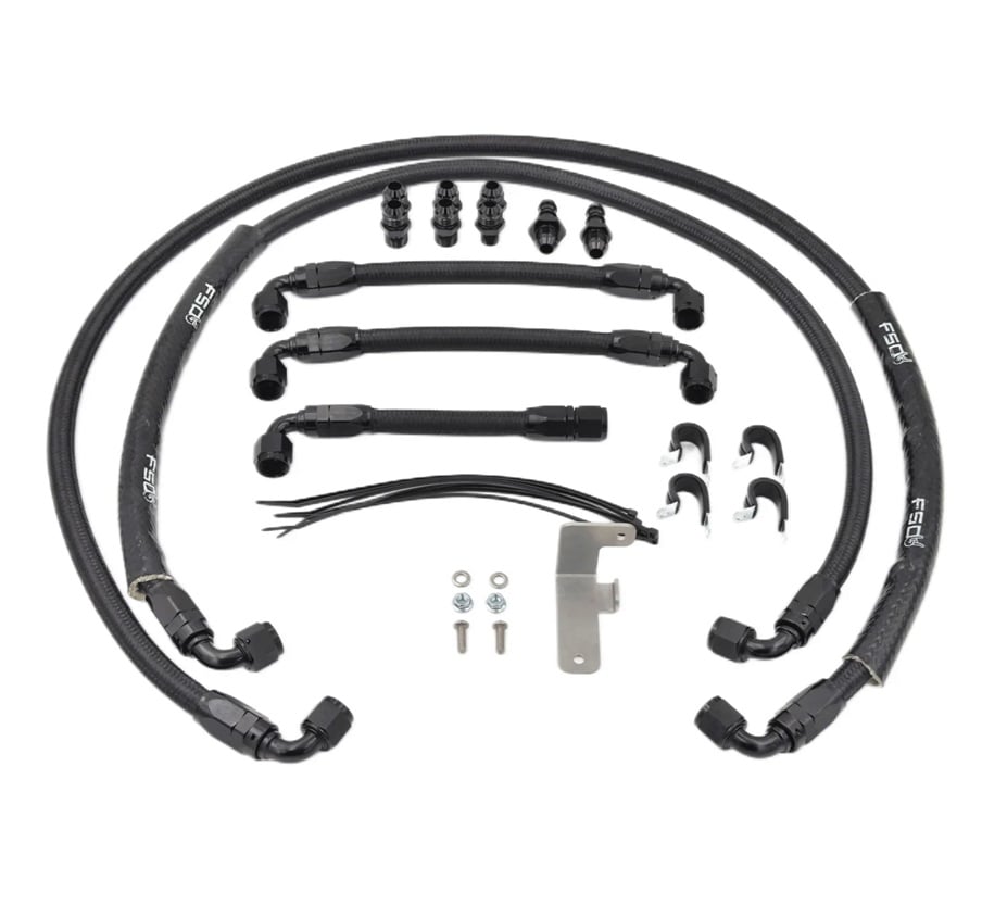 Full Send Diesel Black Braided Stock Replacement Transmission Line Kit 03-07 Ford 6.0L Powerstroke
