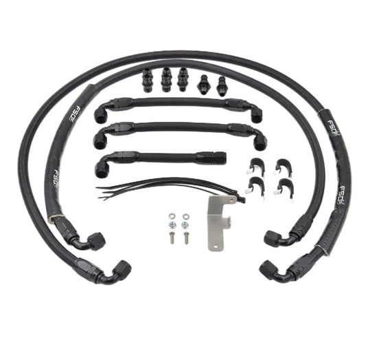 Full Send Diesel Black Braided Stock Replacement Transmission Line Kit 03-07 Ford 6.0L Powerstroke