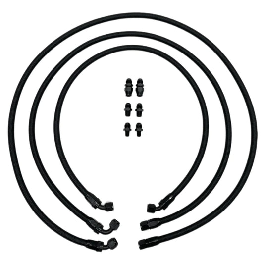 Full Send Diesel Black Braided Stock Replacement Transmission Line Kit 94-02 Dodge 5.9L Cummins