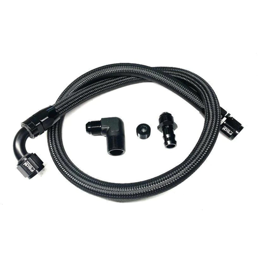 Full Send Diesel Black Braided Bottom Heater Hose 03-07 Dodge Ram 5.9L Cummins