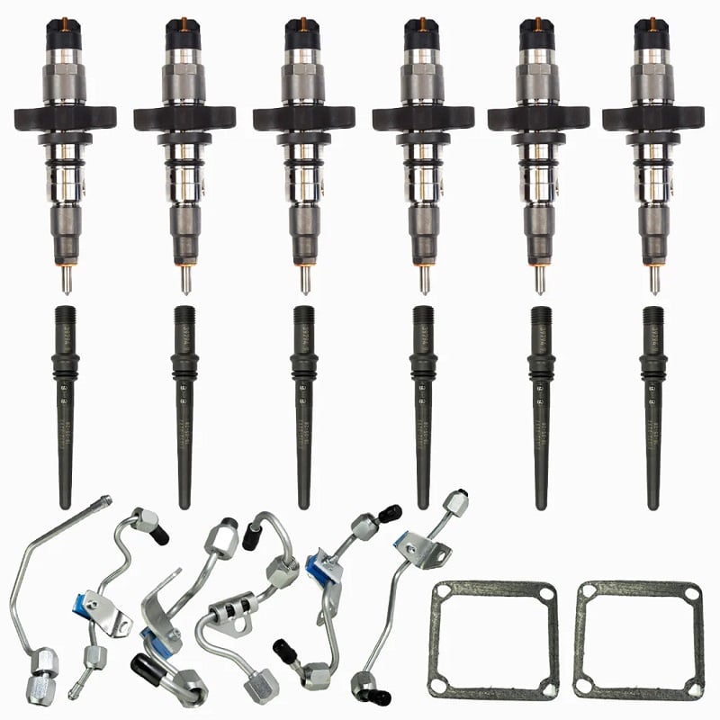 Industrial Injection Reman Stock Injector With Connector Tube & Fuel Lines 03-04 Dodge 5.9L Cummins