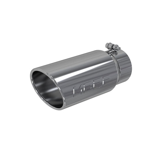 MBRP T5051 4" Inlet x 5" Outlet x 12" Length Rolled Angle Cut Polished Stainless Exhaust Tip