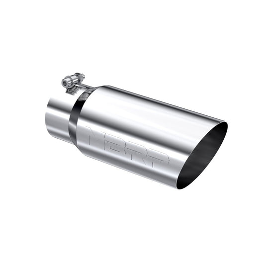MBRP T5052 4" Inlet x 5" Outlet x 12" Length Single Wall Angle Cut Polished Stainless Exhaust Tip