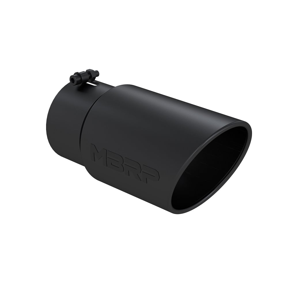 MBRP T5075BLK 6" Outlet 5" Inlet Black Rolled Angle Cut Exhaust Tip
