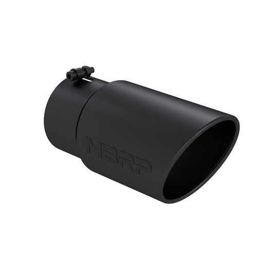 MBRP T5075BLK 6" Outlet 5" Inlet Black Rolled Angle Cut Exhaust Tip