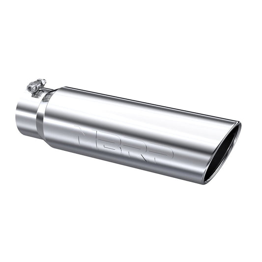 MBRP T5124 4" Inlet x 5" Outlet x 18" Length Rolled Angle Cut Polished Stainless Exhaust Tip