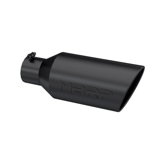 MBRP T5126BLK 4" Inlet x 7" Outlet x 18" Length Rolled Angle Cut Black Exhaust Tip