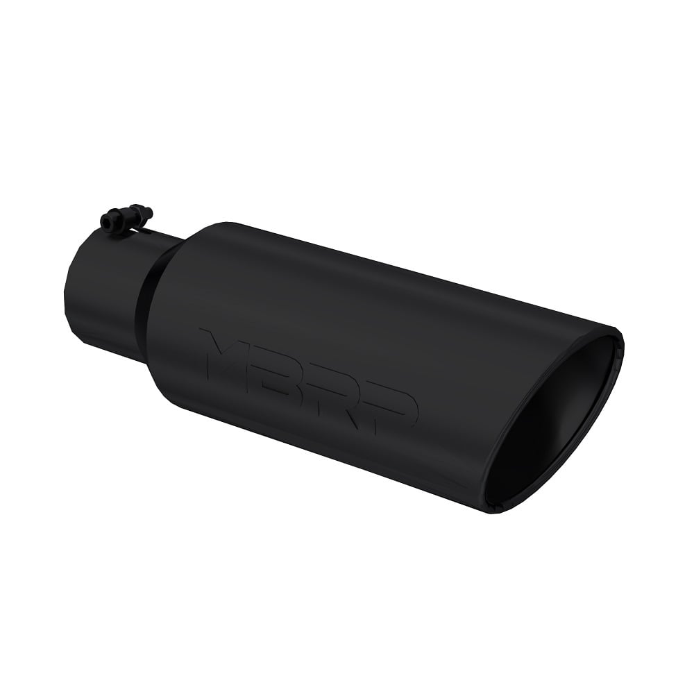 MBRP T5130BLK 4" Inlet x 6" Outlet x 18" Length Rolled Angle Cut Black Exhaust Tip