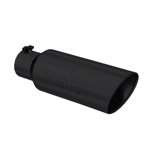 MBRP T5130BLK 4" Inlet x 6" Outlet x 18" Length Rolled Angle Cut Black Exhaust Tip
