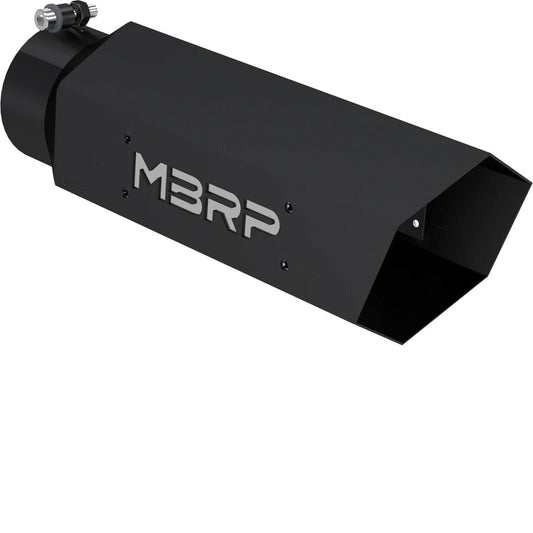 MBRP T5164BLK 4" Inlet x 5" Outlet Black Hexagon Exhaust Tip with Stainless Logo Plate