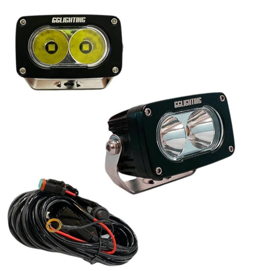 GG Lighting GP10 White LED Pod Bundle With Wiring Harness