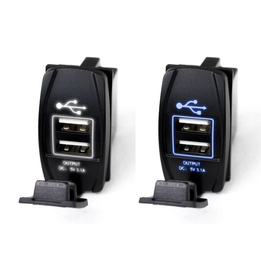 Race Sport Lighting 2-Port LED Rocker Switch USB Charge Panel