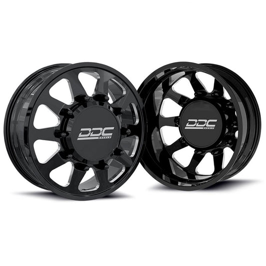 DDC Wheels Forged The Ten Black/Milled 22"x8.25" Wheel Set 99-04 Ford Superduty F-350 Dually
